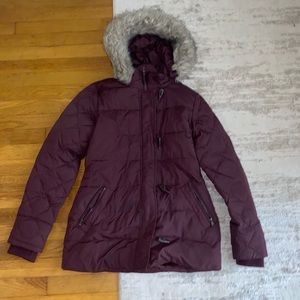 Ralph Lauren maroon winter puffer jacket with fur hood